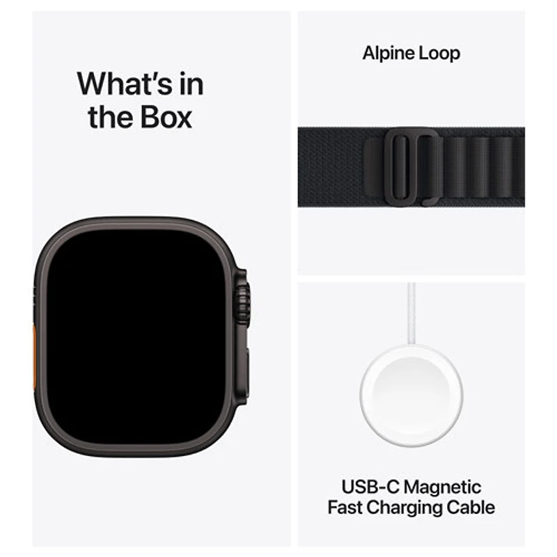 Apple Watch Ultra 3 (GPS + Cellular) 49mm Black Titanium Case with Black Alpine Loop - Large