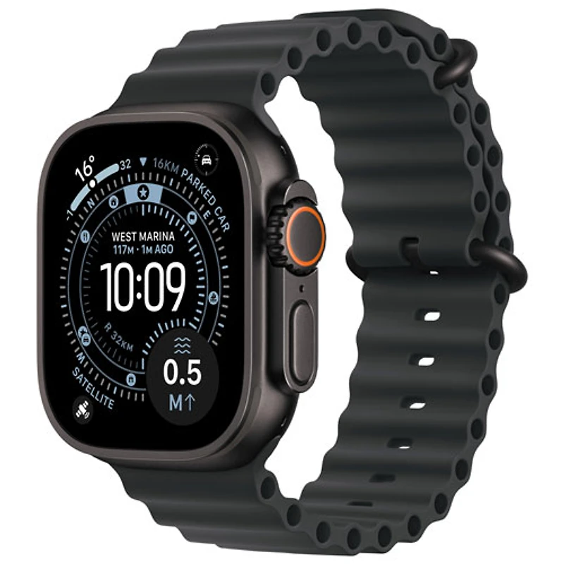 Apple Watch Ultra 3 (GPS + Cellular) 49mm Black Titanium Case with Black Ocean Band