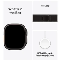 Apple Watch Ultra 3 (GPS + Cellular) 49mm Black Titanium Case with Black/Charcoal Trail Loop