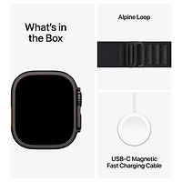 Apple Watch Ultra 3 (GPS + Cellular) 49mm Black Titanium Case with Black Alpine Loop - Small