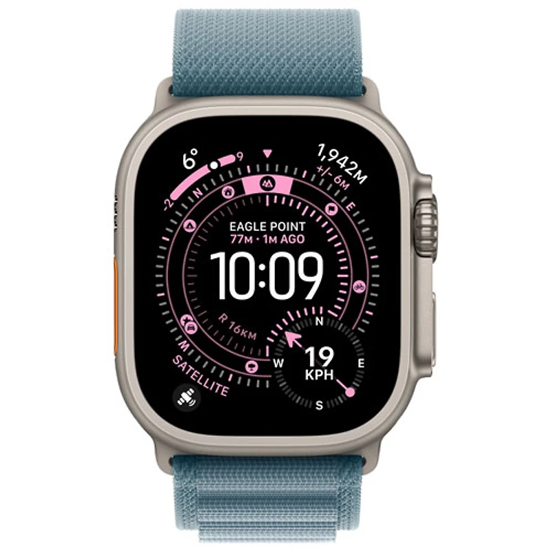 Apple Watch Ultra 3 (GPS + Cellular) 49mm Natural Titanium Case with Light Blue Alpine Loop - Large