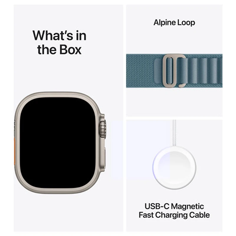 Apple Watch Ultra 3 (GPS + Cellular) 49mm Natural Titanium Case with Light Blue Alpine Loop - Large