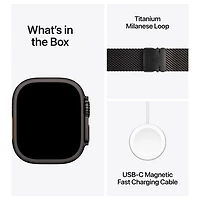 Apple Watch Ultra 3 (GPS + cellulaire) avec boîtier de 49 mm en titane noir et bracelet milanais en titane noir