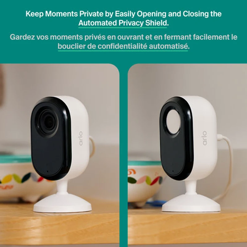 Caméra de surveillance d'intérieur 2K à brancher avec fil 3e génération Arlo Essential (2025) - Blanc