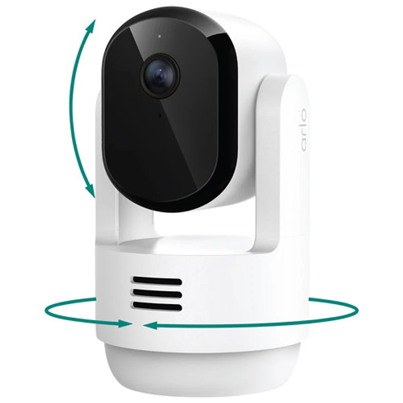 Caméra de surveillance intérieure PTZ sans fil 2K Essential d'Arlo - Blanc