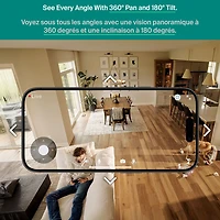 Caméra de surveillance d'intérieur 2K panoramique/inclinable à brancher avec fil Arlo (2025) - Blanc