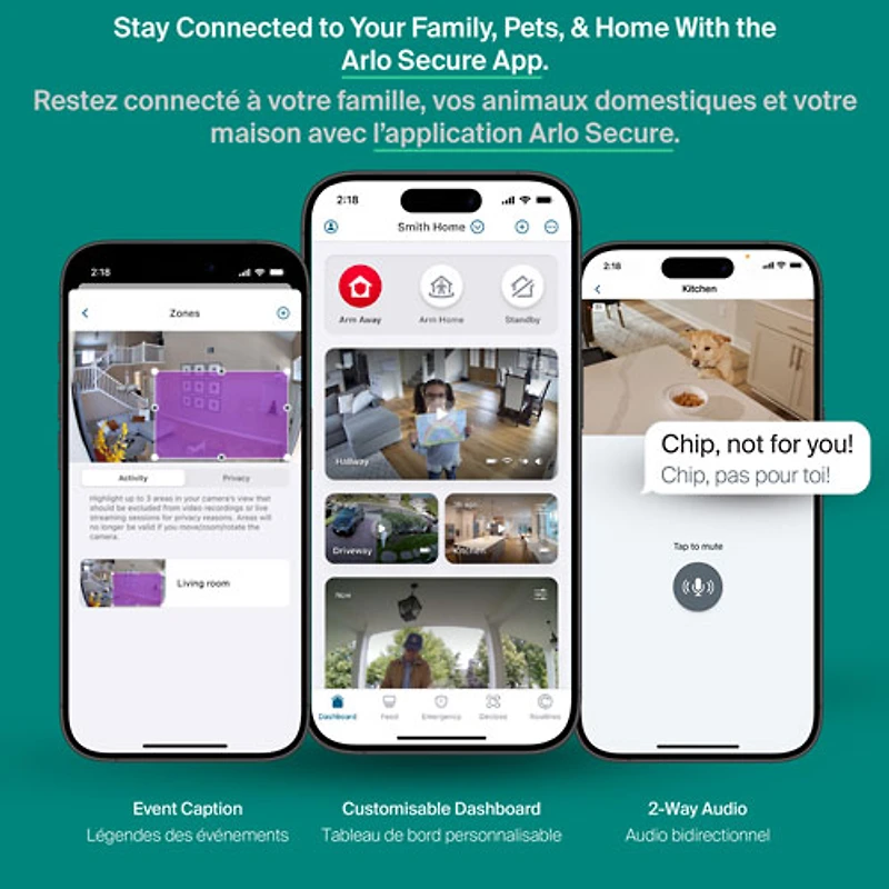 Caméra de surveillance d'intérieur 2K panoramique/inclinable à brancher avec fil Arlo (2025) - Blanc