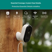 Caméra de surveillance d'extérieur 2K à brancher avec fil Arlo Essential (2025) - Blanc