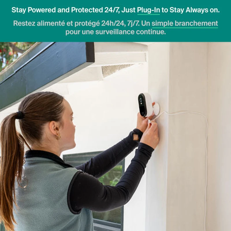 Caméra de surveillance d'extérieur 2K à brancher avec fil Arlo Essential (2025) - Blanc