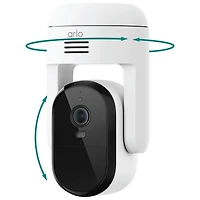 Caméra de surveillance extérieure sans fil PTZ 2K à brancher Essential d'Arlo - Blanc