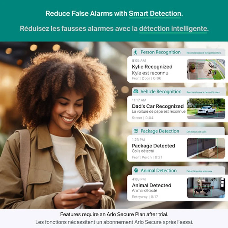 Caméra de surveillance d'extérieur 2K panoramique/inclinable à brancher avec fil Arlo (2025) - Blanc