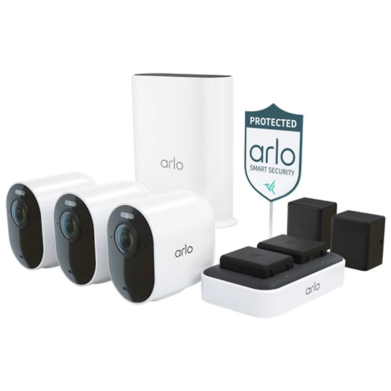 Caméra de surveillance IP d'extérieur sans fil UHD 4K complémentaire Ultra 3 d'Arlo - Ensemble de 3 - Blanc - Exclusivité Best Buy