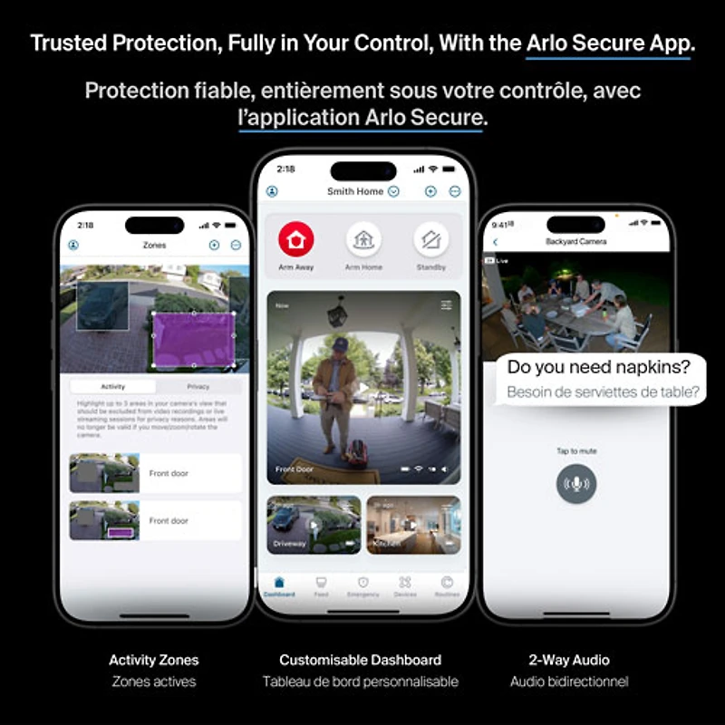 Caméra de surveillance à projecteur d'illumination avec fil 2K Pro 3 d'Arlo - Blanc