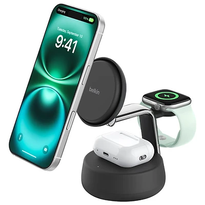 Belkin 3-in-1 25W Qi2 Wireless Charging Stand (WIZ040ttCH) - Grey