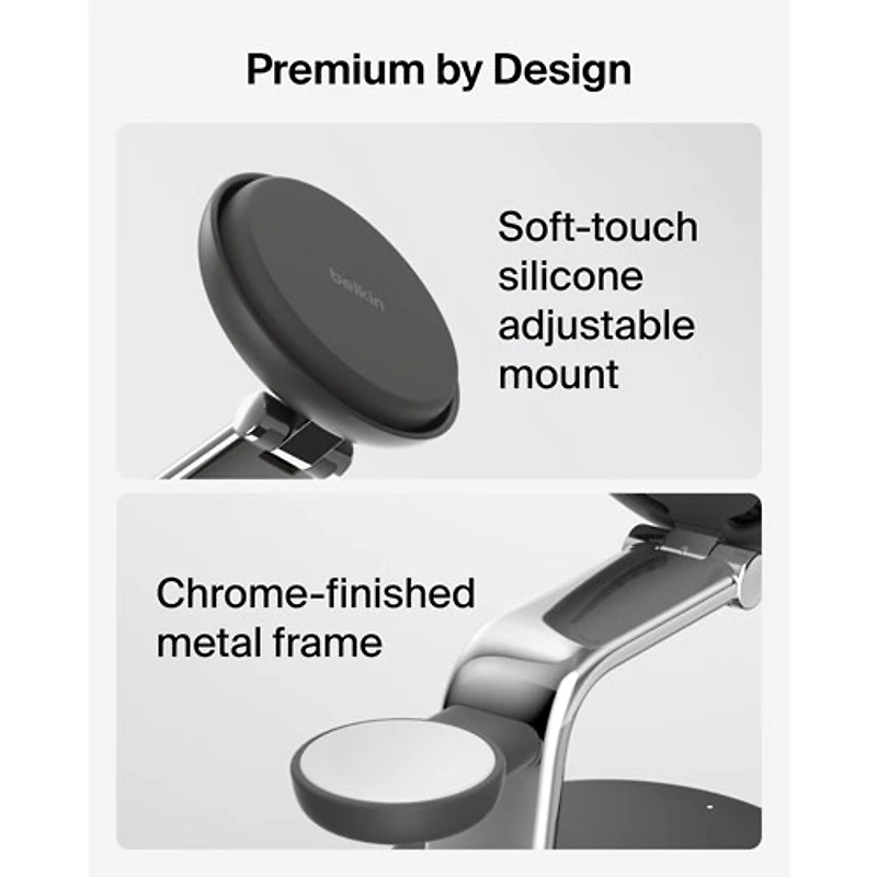 Belkin 3-in-1 25W Qi2 Wireless Charging Stand (WIZ040ttCH) - Grey