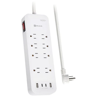 Parasurtenseur à 8 prises avec 2 ports USB-A et 2 ports USB-C d'UltraLink