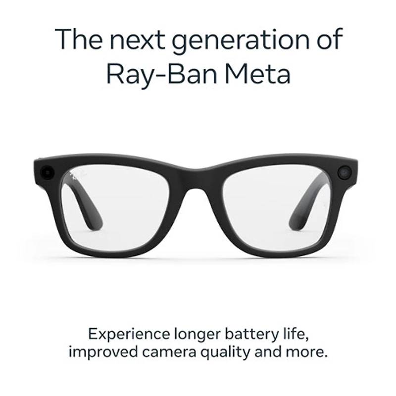 Ray-Ban | Meta Wayfarer (Gen 2) Glasses with AI, Photo, Video, Audio & Messaging - Matte Black/Clear