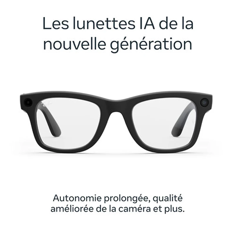 Ray-Ban | Meta Wayfarer (Gen 2) Glasses with AI, Photo, Video, Audio & Messaging - Matte Black/Clear