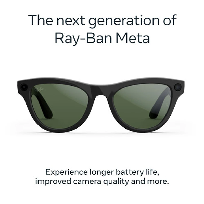 Ray-Ban | Meta Skyler (Gen 2) Glasses with AI, Photo, Video, Audio & Messaging - SShiny Black/Transitions Graphite Green
