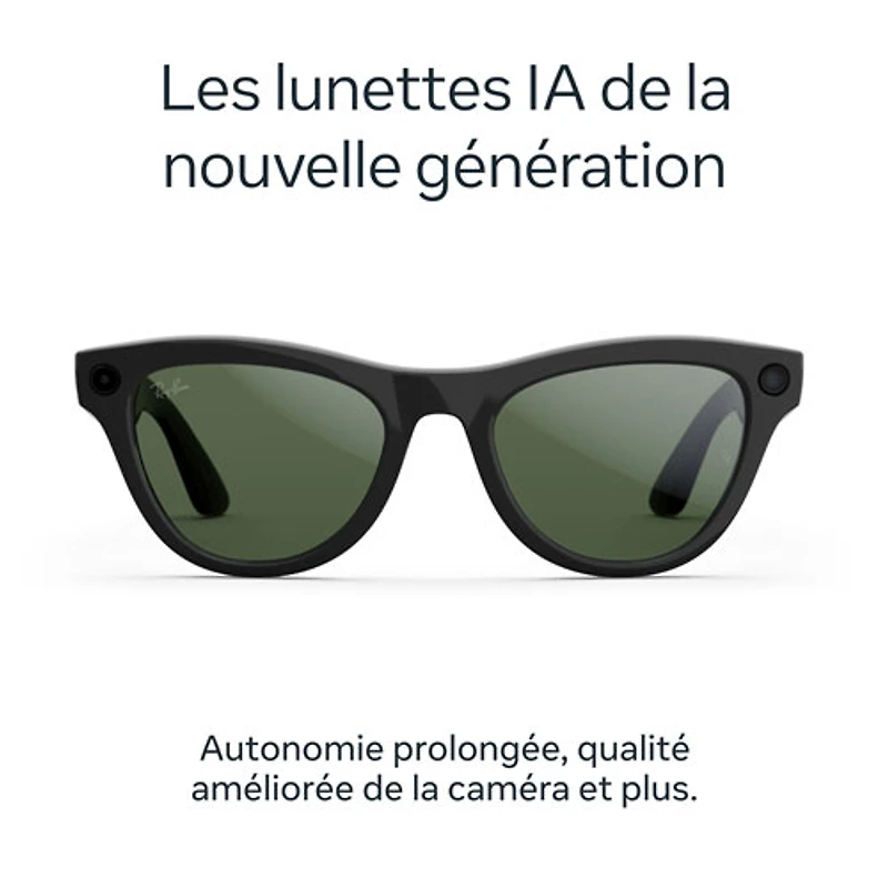 Ray-Ban | Meta Skyler (Gen 2) Glasses with AI, Photo, Video, Audio & Messaging - SShiny Black/Transitions Graphite Green