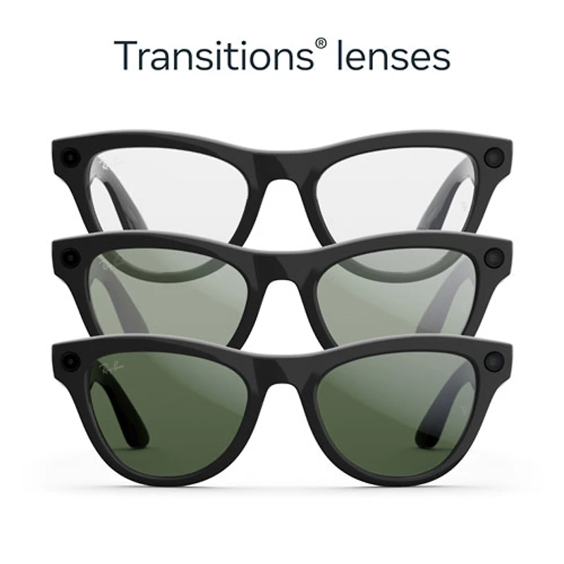 Ray-Ban | Meta Skyler (Gen 2) Glasses with AI, Photo, Video, Audio & Messaging - SShiny Black/Transitions Graphite Green