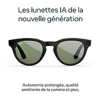 Lunettes Headliner (2e gén) de Ray-Ban | Meta avec IA, photo, vidéo, audio et messagerie - Noir brillant/Vert G-15 - Pont ordinaire