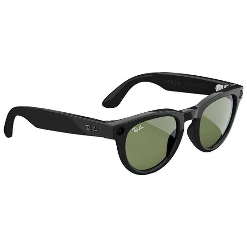 Ray-Ban | Meta Headliner (Gen 2) Glasses with AI, Photo, Video, Audio & Messaging - Shiny Black/G-15 Green - Low Bridge Fit