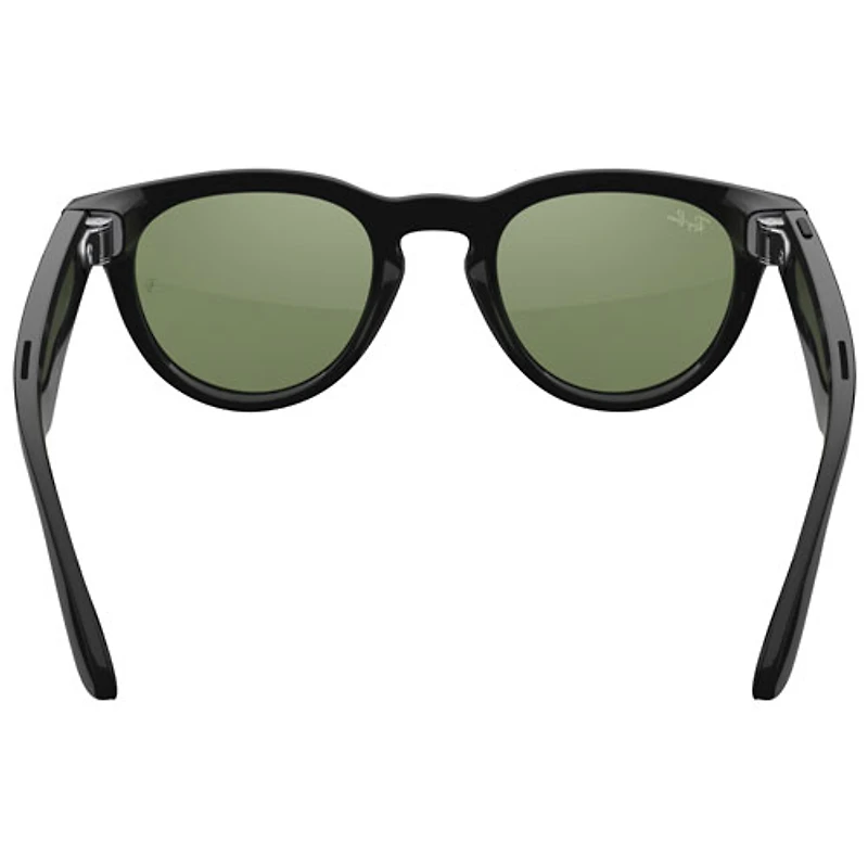 Ray-Ban | Meta Headliner (Gen 2) Glasses with AI, Photo, Video, Audio & Messaging - Shiny Black/G-15 Green - Low Bridge Fit