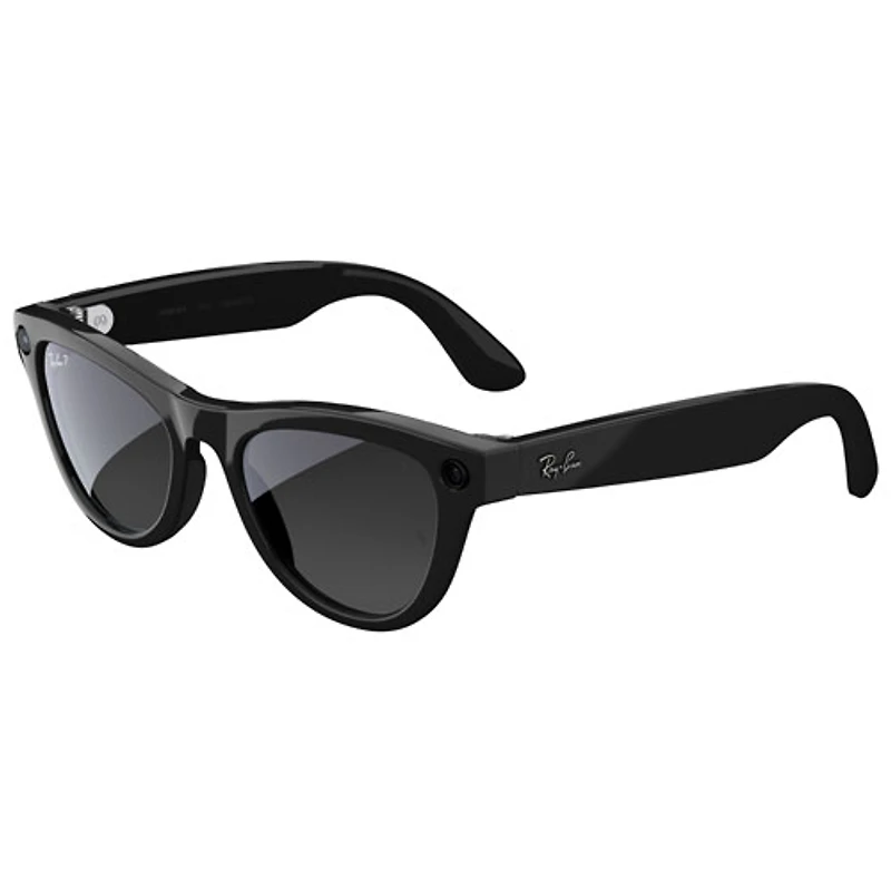 Lunettes Skyler (2e génération) de Ray-Ban | Meta avec IA, photo, vidéo, audio et messagerie - Noir brillant/Verres polarisés graphite dégradé