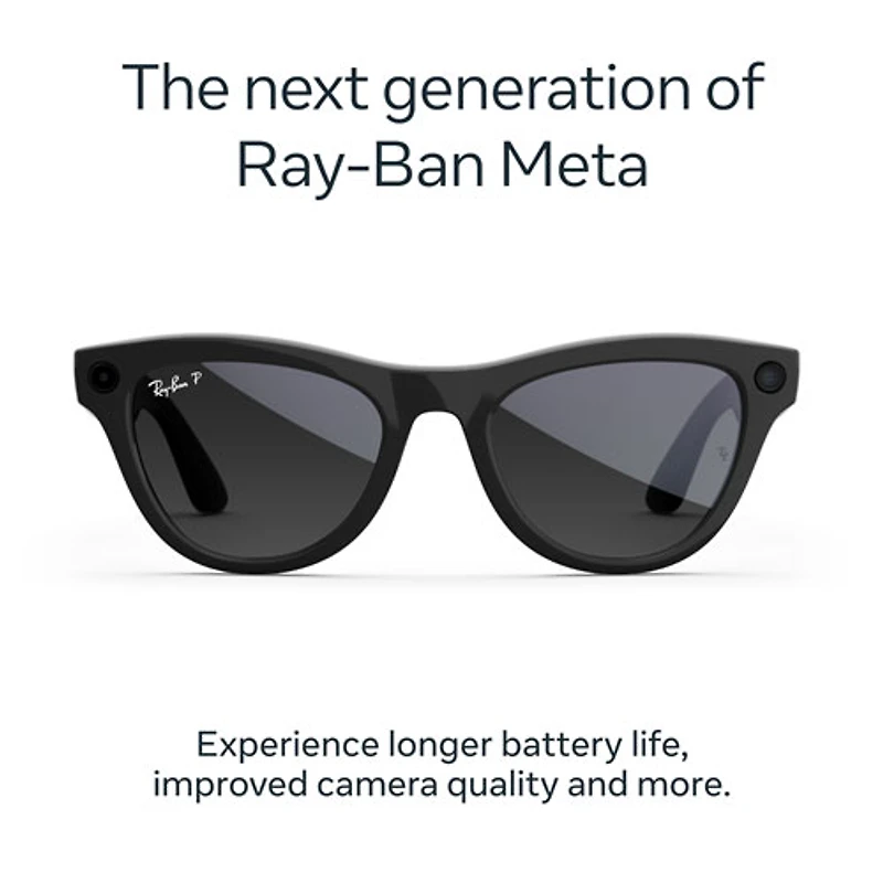Ray-Ban | Meta Skyler (Gen 2) Glasses with AI, Photo, Video, Audio & Messaging - Shiny Black/Polarized Gradient Graphite lenses