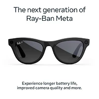 Ray-Ban | Meta Skyler (Gen 2) Glasses with AI, Photo, Video, Audio & Messaging - Shiny Black/Polarized Gradient Graphite lenses