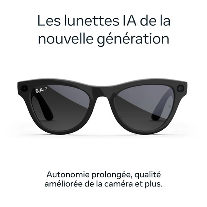 Ray-Ban | Meta Skyler (Gen 2) Glasses with AI, Photo, Video, Audio & Messaging - Shiny Black/Polarized Gradient Graphite lenses