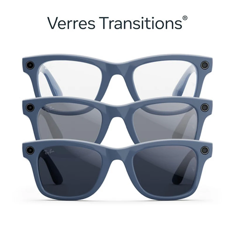 Lunettes Wayfarer (2e génération) de Ray-Ban | Meta avec IA, photo, vidéo, audio et messagerie - Bleu cosmique brillant/Transitions saphir - Grand