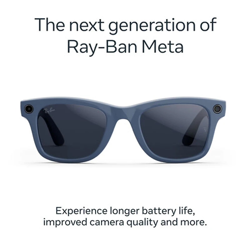 Lunettes Wayfarer (2e génération) de Ray-Ban | Meta avec IA, photo, vidéo, audio et messagerie - Bleu cosmique brillant/Transitions saphir - Grand