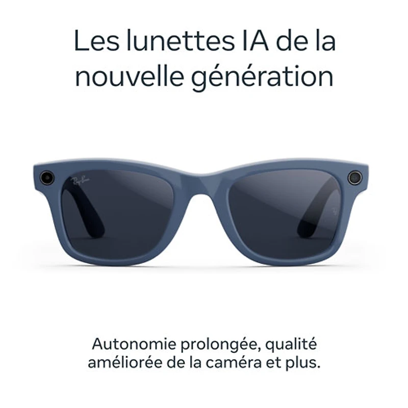 Lunettes Wayfarer (2e génération) de Ray-Ban | Meta avec IA, photo, vidéo, audio et messagerie - Bleu cosmique brillant/Transitions saphir - Grand