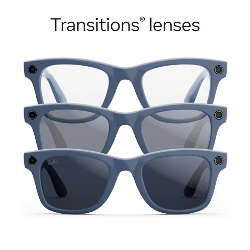 Lunettes Wayfarer (2e génération) de Ray-Ban | Meta avec IA, photo, vidéo, audio et messagerie - Bleu cosmique brillant/Transitions saphir - Grand