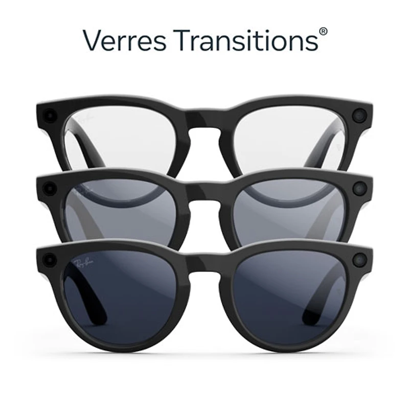 Ray-Ban | Meta Headliner (Gen 2) Glasses with AI, Photo, Video, Audio & Messaging - Shiny Black/Transitions Sapphire