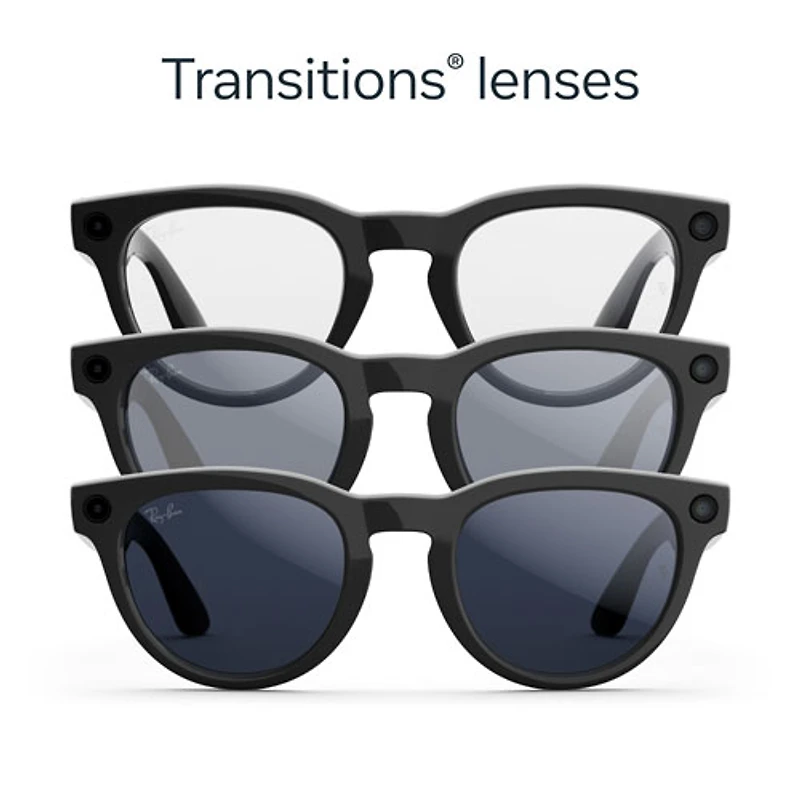 Ray-Ban | Meta Headliner (Gen 2) Glasses with AI, Photo, Video, Audio & Messaging - Shiny Black/Transitions Sapphire