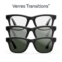 Ray-Ban | Meta Wayfarer (Gen 2) Glasses with AI, Photo, Video, Audio & Messaging - Shiny Black/Transitions Graphite Green - Large