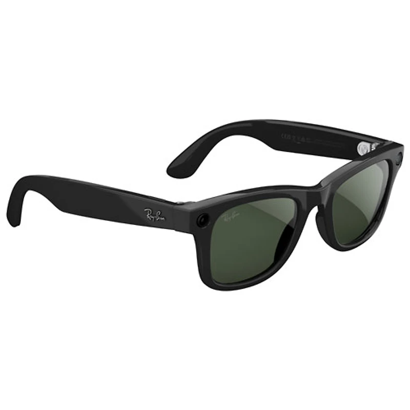 Ray-Ban | Meta Wayfarer (Gen 2) Glasses with AI, Photo, Video, Audio & Messaging - Shiny Black/Transitions Graphite Green - Large