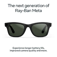 Ray-Ban | Meta Wayfarer (Gen 2) Glasses with AI, Photo, Video, Audio & Messaging - Shiny Black/Transitions Graphite Green - Large