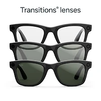 Ray-Ban | Meta Wayfarer (Gen 2) Glasses with AI, Photo, Video, Audio & Messaging - Shiny Black/Transitions Graphite Green - Large