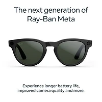Ray-Ban | Meta Headliner (Gen 2) Glasses with AI, Photo, Video, Audio & Messaging - Shiny Black/Transitions Graphite Green