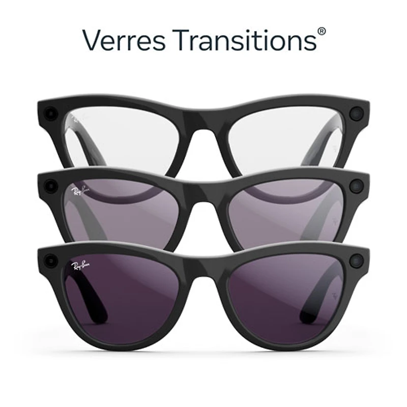Lunettes Skyler (2e génération) de Ray-Ban | Meta avec IA, photo, vidéo, audio et messagerie - Noir brillant/Transitions améthyste