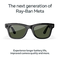 Ray-Ban | Meta Wayfarer (Gen 2) Glasses with AI, Photo, Video, Audio & Messaging - Shiny Black/Green