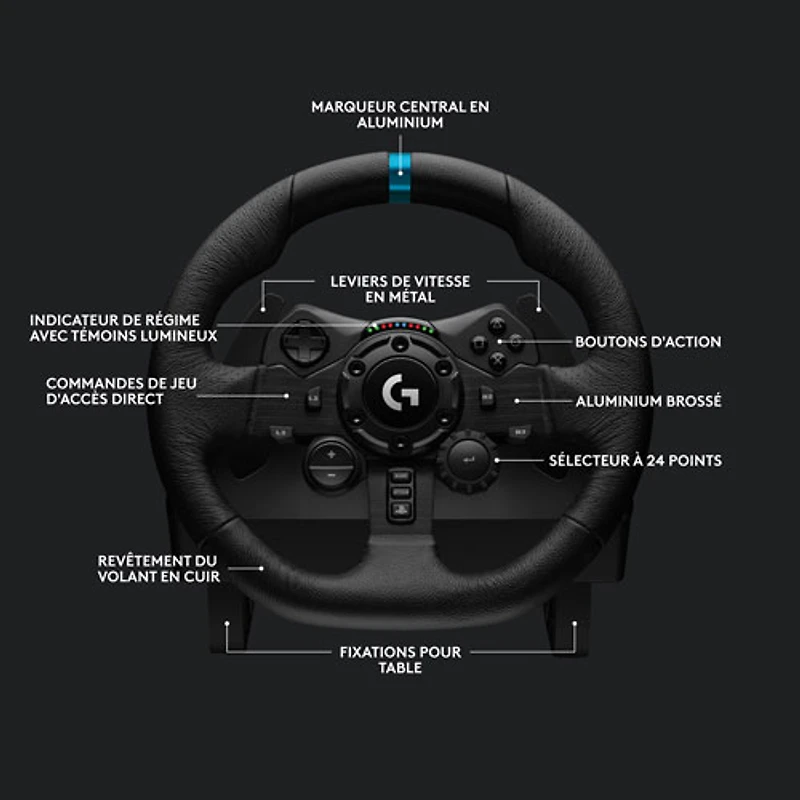 Volant de course et pédales G923 de Logitech avec levier de vitesses Driving Force pour PS5/PS4/PC - Noir