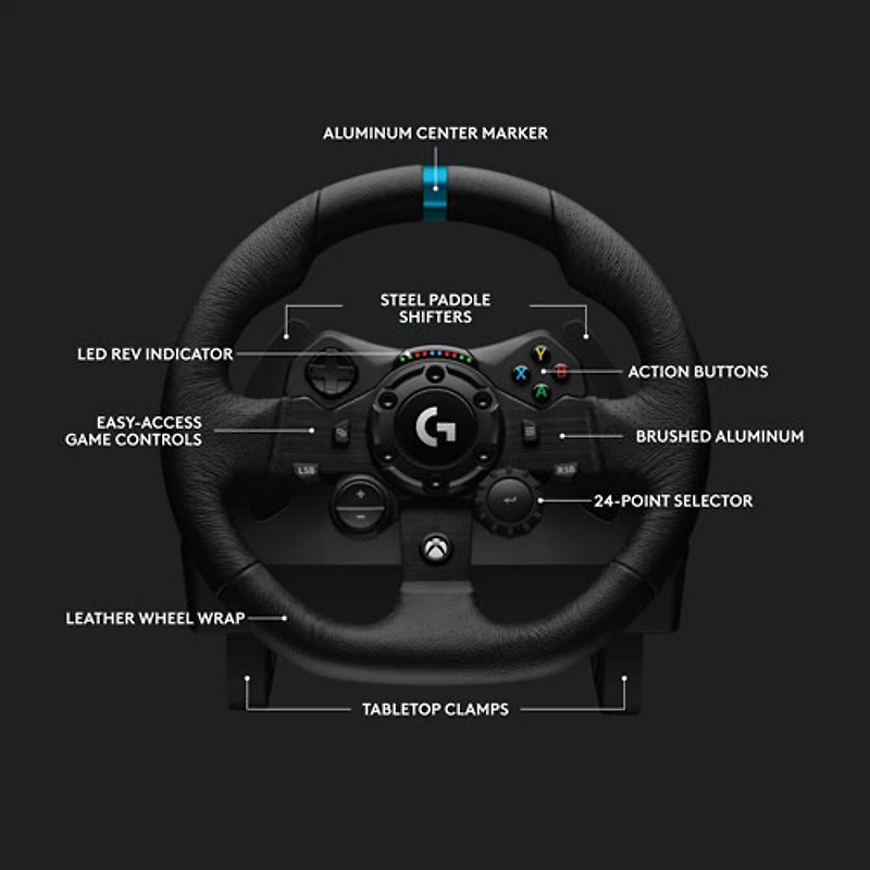 Volant de course et pédales G923 de Logitech avec levier de vitesse Driving Force pour Xbox Series X|S et Xbox One