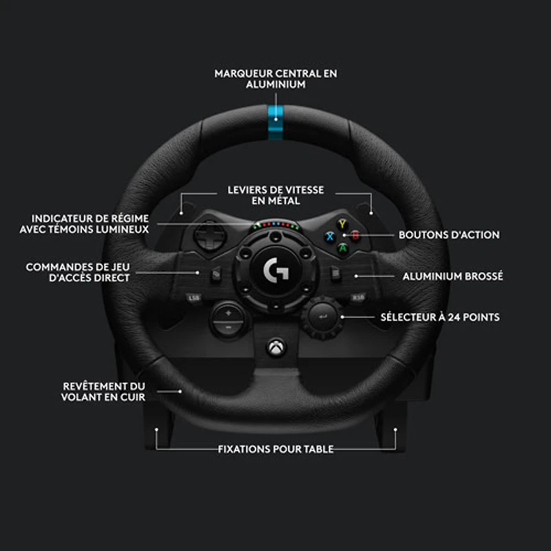 Volant de course et pédales G923 de Logitech avec levier de vitesse Driving Force pour Xbox Series X|S et Xbox One