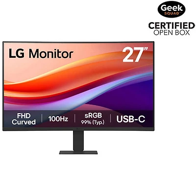 Open Box - LG 27" FHD 100Hz 5ms GTG Curved VA LCD Monitor (27U421A-B) - Black