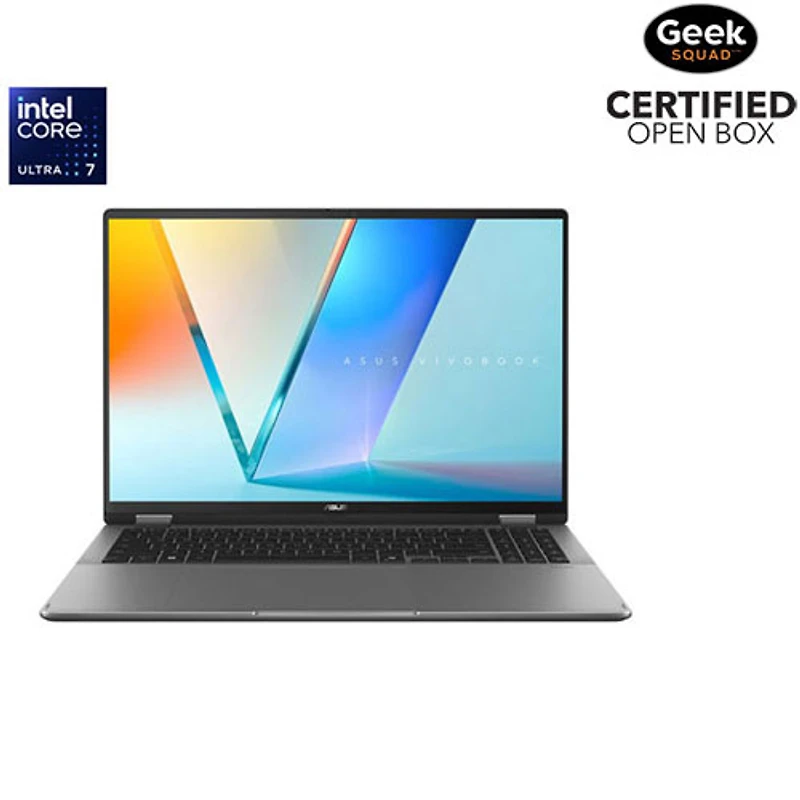 Boîte ouverte - Portable 2-en-1 à écran tactile de 16 po Vivobook 16 Flip d'ASUS - Gris mat (Core Ultra 7 258V d'Intel/RAM 32 Go/SSD 1 To)
